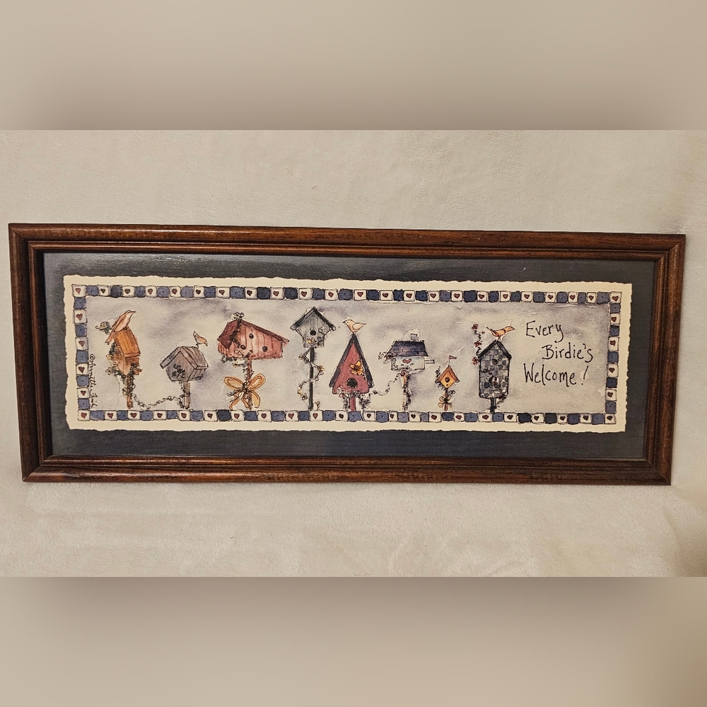 Cottage Rustic Farmhouse Framed Birdhouse Artwork